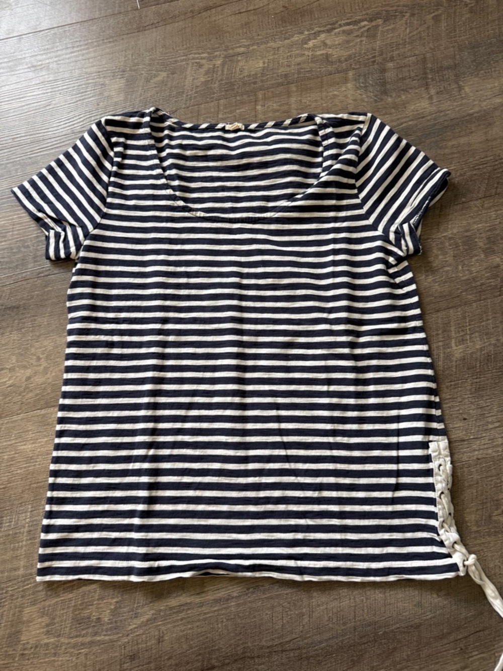 J. Crew Navy and White Striped Short Sleeve Tee
